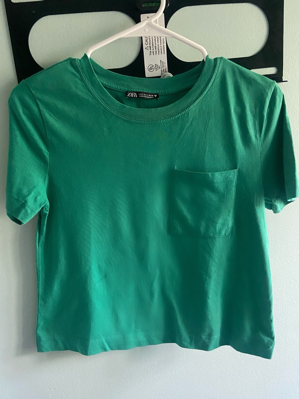 Zara Bright Green Pocket Crop Tee